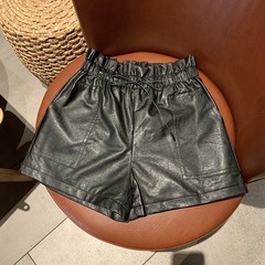 Real price autumn and winter Vintage loose and versatile leather shorts