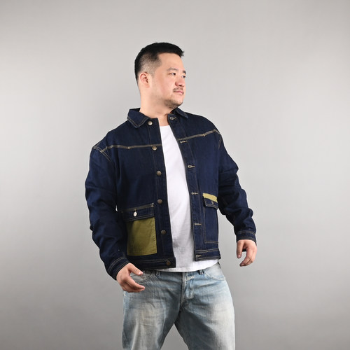 翻领四季宽松补丁夹克