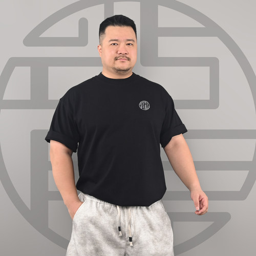 高质原创龙字魂刺绣重磅棉T恤