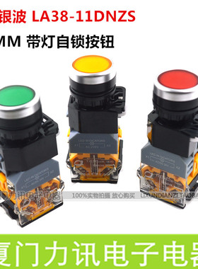 上海银波LA38-11DNZS带灯自锁按钮22MM带锁带灯按钮开关LA38-11DT