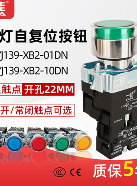 一佳YJ139-XB2-10DN  XB2-01DN带灯自复位点动按钮开关24V 220V