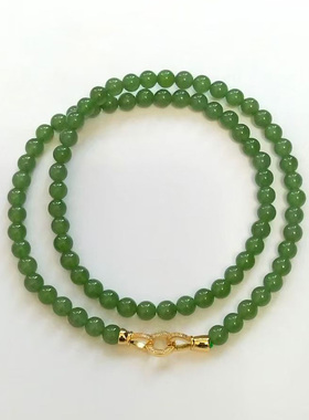 和田玉碧玉项链约6mm*80粒 2505011003020  重量26克±