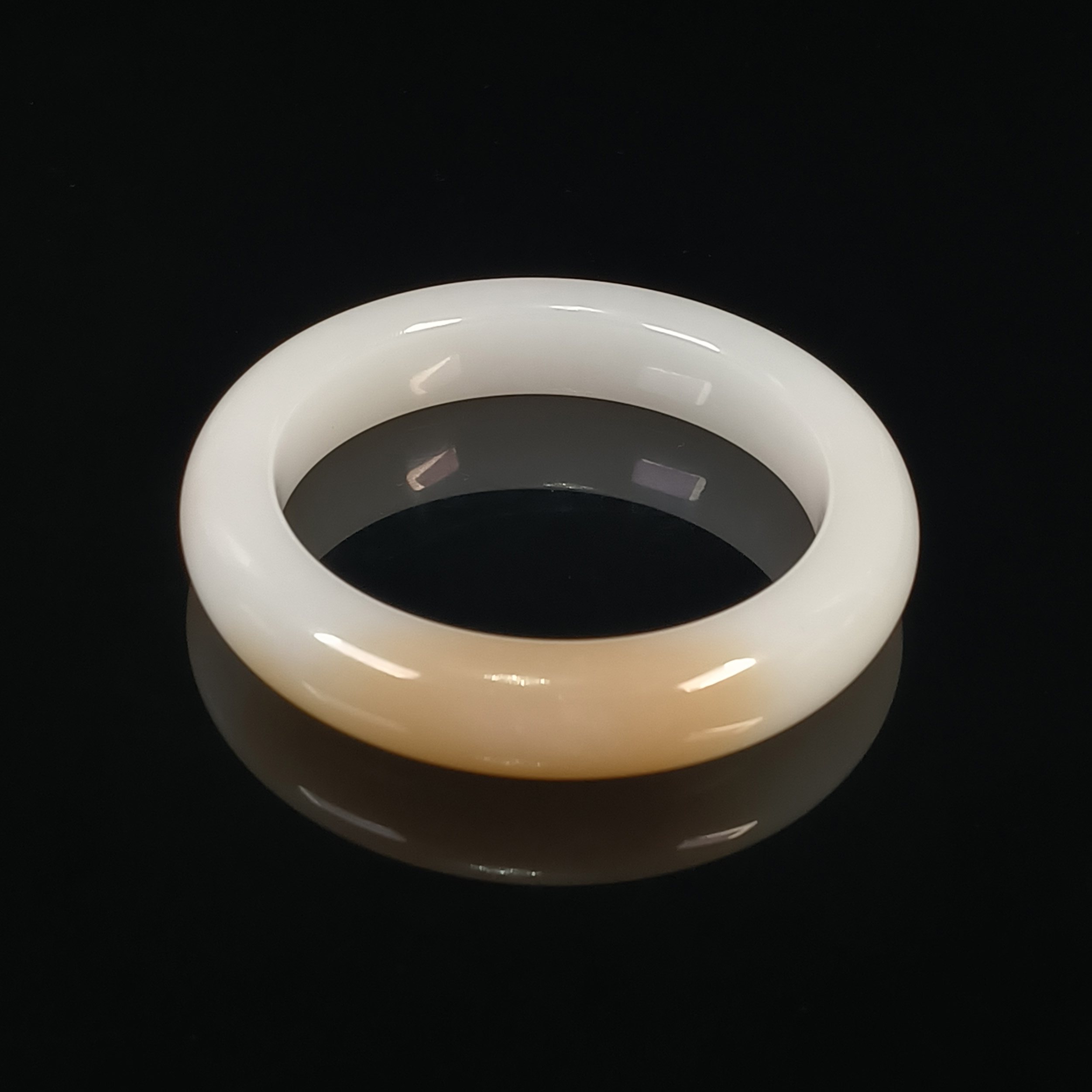 和田玉羊脂白玉手镯（带糖平安镯）内径55.3mm 25091700061