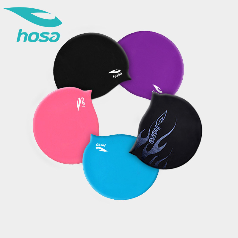 hosa浩沙男女硅胶帽子印花泳帽