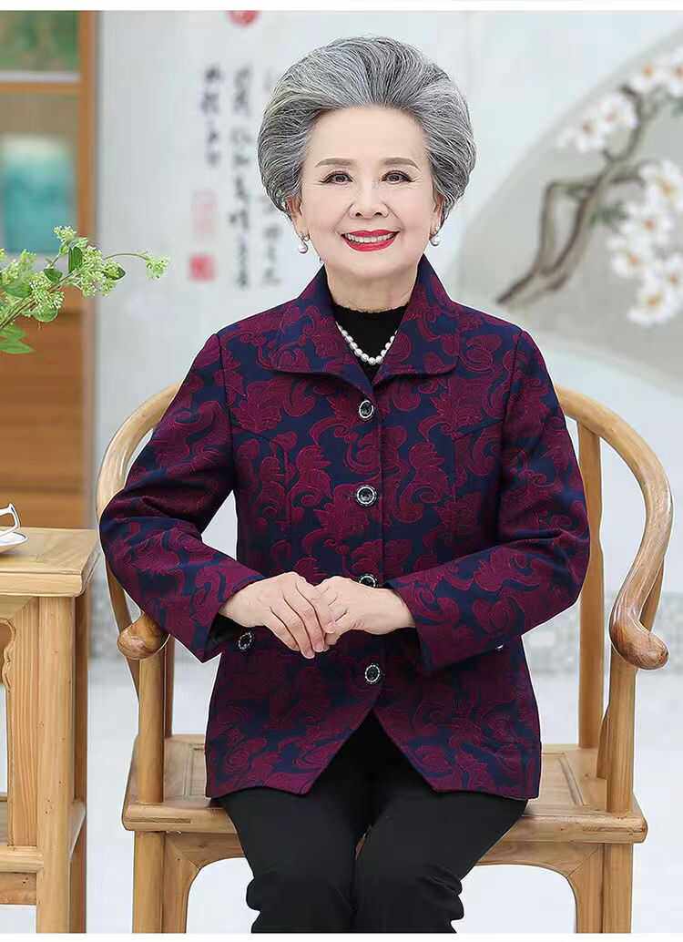 奶奶装秋装外套7080岁中老年人女上衣老太太套装婆婆春秋宽松衣服
