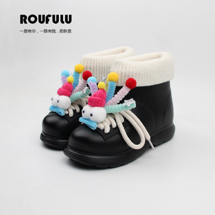 高级感炸街马丁靴女冬季厚底防水防滑中筒靴保暖加绒时尚雪地靴子