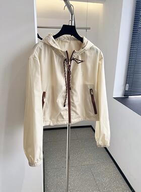MM连帽再生尼龙拉链 口袋系绳防晒轻薄防晒春秋季短款女外套