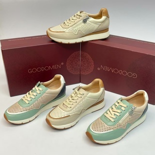 厚底增高运动休闲阿甘德训鞋 GOODOMIEN外贸真皮镂空拼色透气女鞋