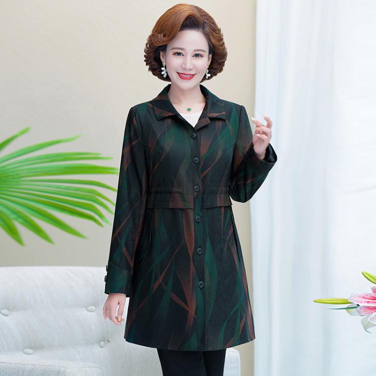 2025春秋装新款中年女装中老年气质妈妈装中长款风衣外套修身大码