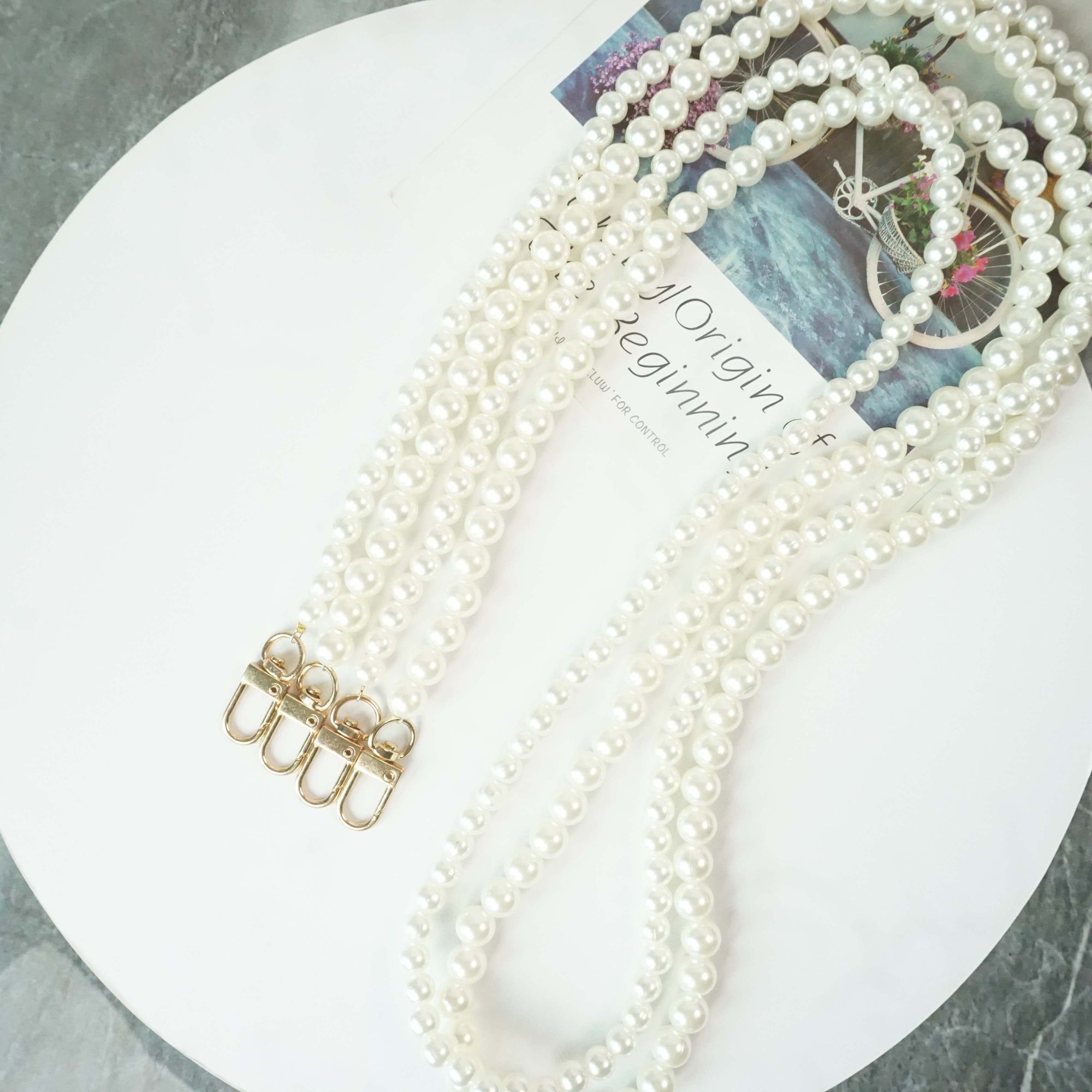 珍珠链条带8MM手工包带配件包包配饰扩音器斜挎包搭配单肩包链子