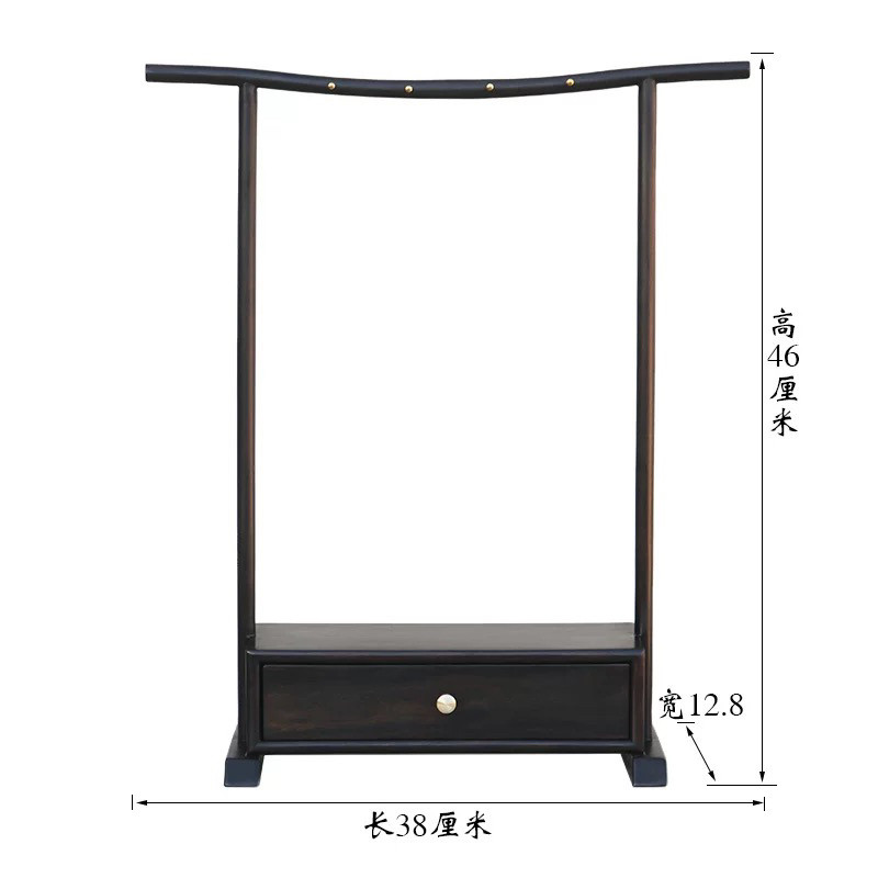 紫光檀木毛笔架笔挂多功能抽屉式毛笔挂架红木笔架嵌铜挂针8针