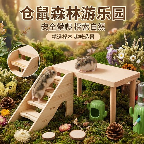 榉木仓鼠金丝熊造景平台实木坚硬