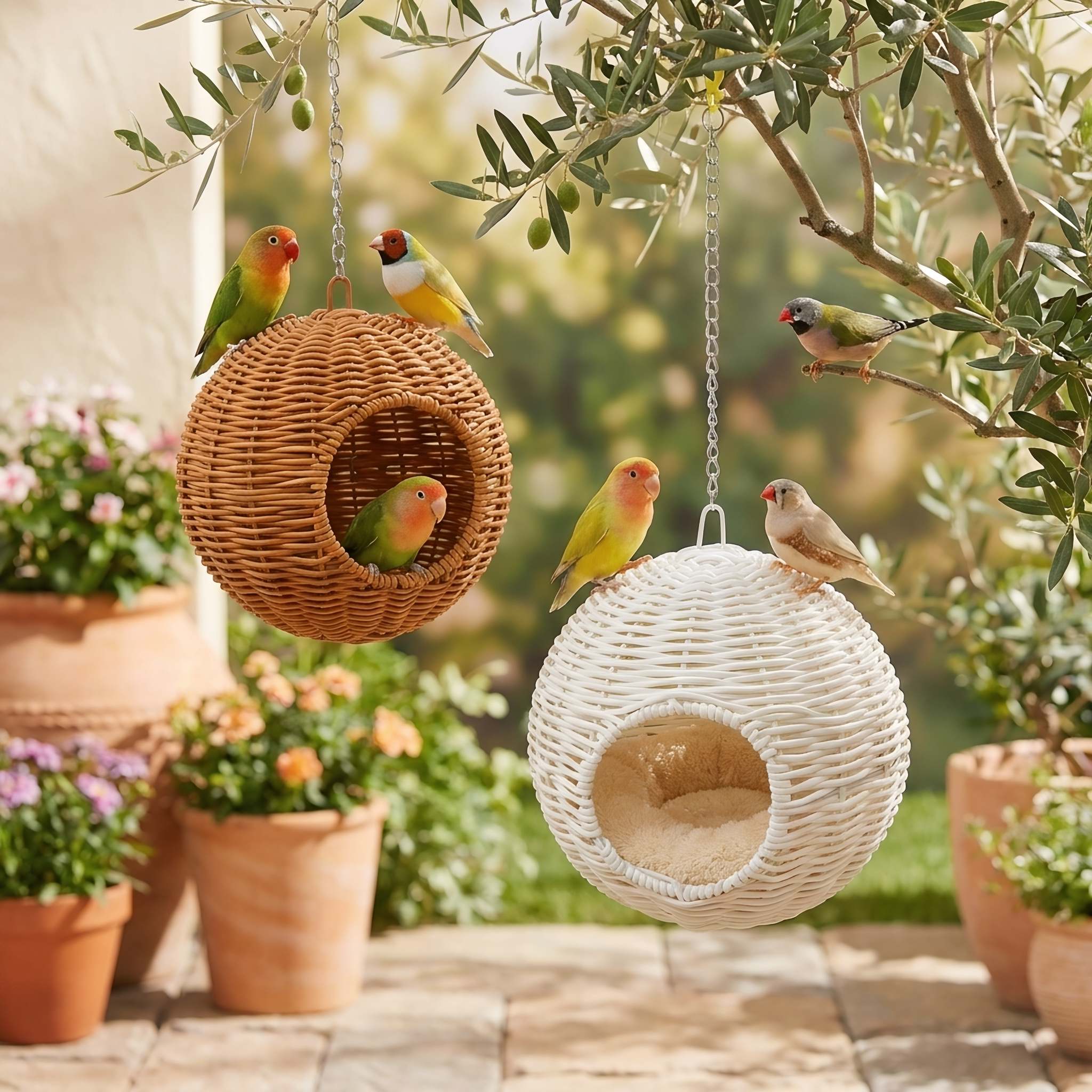 17cm蜜袋鼯睡窝鹦鹉塑料藤编窝20cm虎皮牡丹悬挂夏季通风吊窝鸟窝