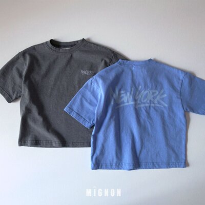 Mignon 中大童宽松字母半袖T恤 韩国代购童装26夏季款男女童上衣