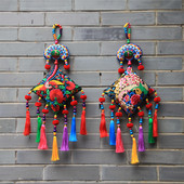 创意民族风布艺绣花风铃 酒店餐厅挂件 饰品 刺绣小挂饰 家居装