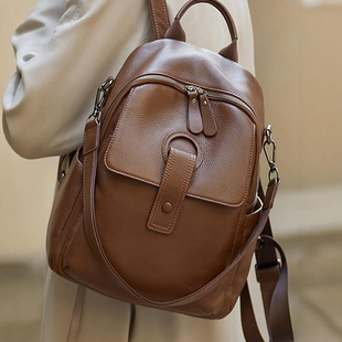 双肩背包头层牛皮大容量包2025新款电脑时尚旅行包休闲真皮背包