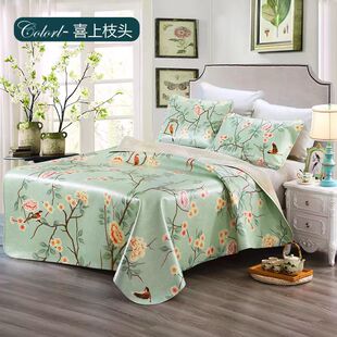 金山峡牛皮席子头层水牛皮软席加厚双人彩绘印花席三件套1.8双人