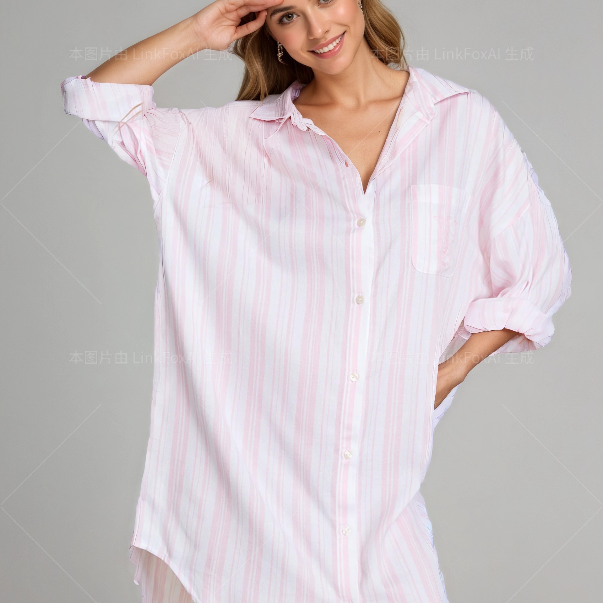 美国代购 维多利亚的秘密 莫代尔混纺棉 性感宽松 男友款长袖睡裙