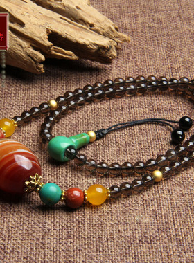 天然缠丝红玛瑙锁骨链桶珠