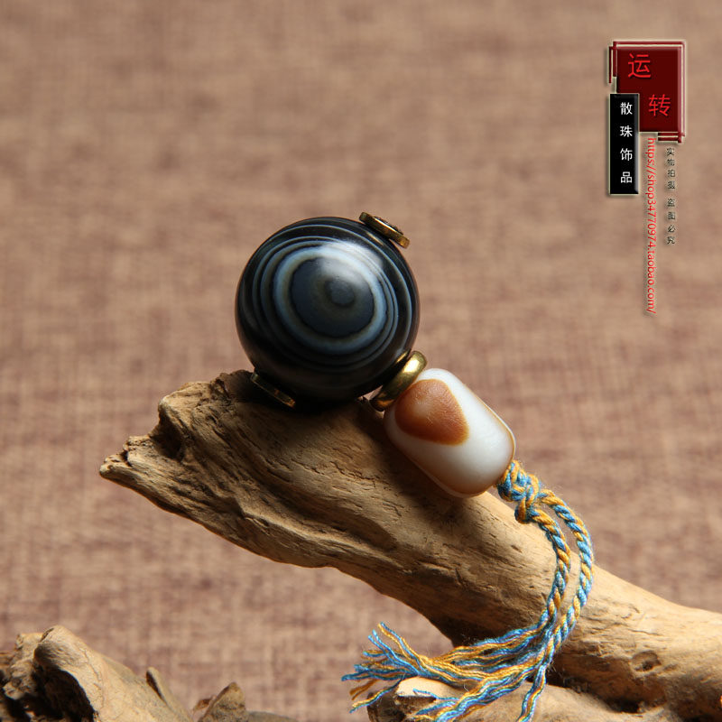 天然缠丝玛瑙天眼药师天珠三通佛塔一线圆珠diy佛珠手串一图一物