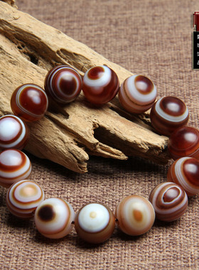 天然缠丝玛瑙天眼圆珠一图一物