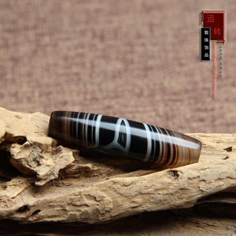 天然缠丝玛瑙黑白线天珠勒子散珠桶珠手链手串吊坠项链 一图一物