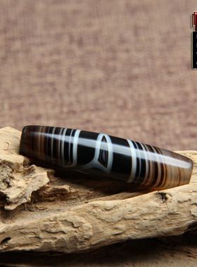 天然缠丝玛瑙黑白线天珠勒子散珠