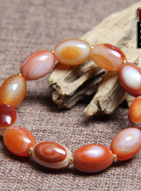 天然红玛瑙天眼缠丝玛瑙手链