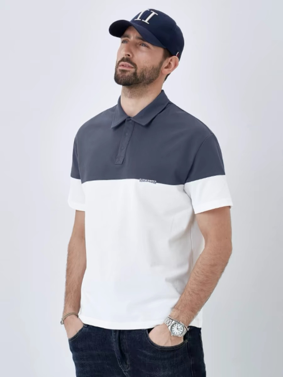 夏季新款潮牌珠地棉短袖POLO衫休闲修身半袖拼色翻领日常百搭上衣