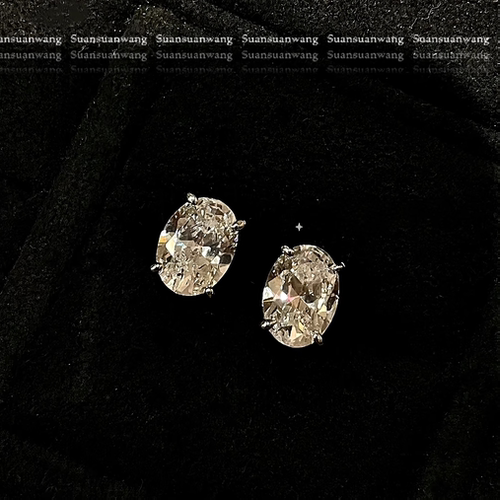 许妍露思同款|爆闪定制顶配FG白仿真钻鸽子蛋单钻耳钉银镀18k金