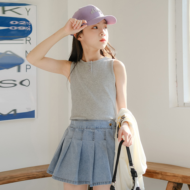 女童牛仔裤夏薄款中大童夏装裙裤儿童裤裙童装夏季裤子外穿短裤裙