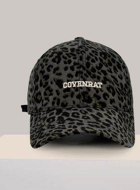 复古做旧豹纹棒球帽女加深加大大头围显脸小硬顶鸭舌帽子男春秋潮