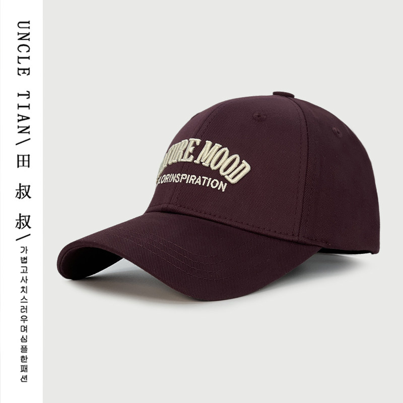 安可拉红立体刺绣硬顶鸭舌帽女立挺有型显脸小大头围棒球帽子男潮