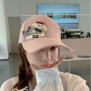 硬顶可爱公仔破洞做旧棒球帽子女2026年新款春秋季显脸小鸭舌帽潮