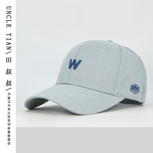 双刺绣w字母硬顶棒球帽子男女韩版百搭大头围鸭舌帽潮情侣遮阳帽