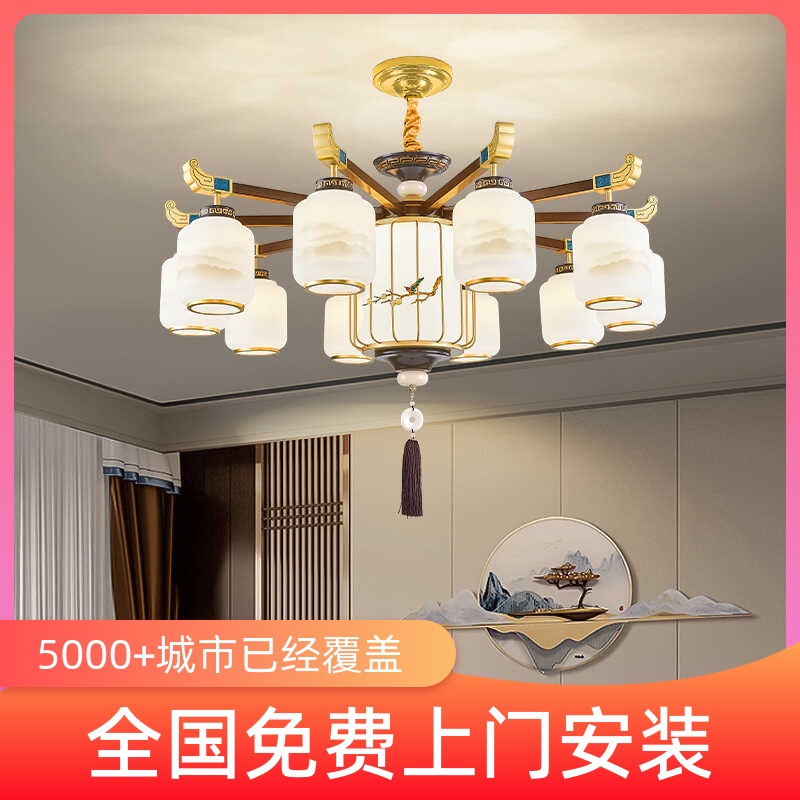 包房客厅吊灯锌合金新中式