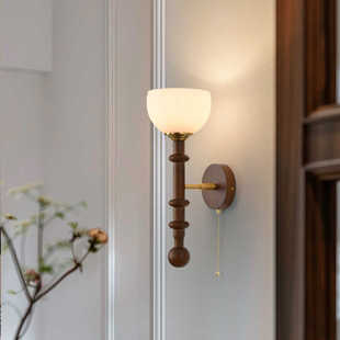 中古风壁灯带拉线开关实木客厅背景墙卧室床头楼梯氛围感新中式灯