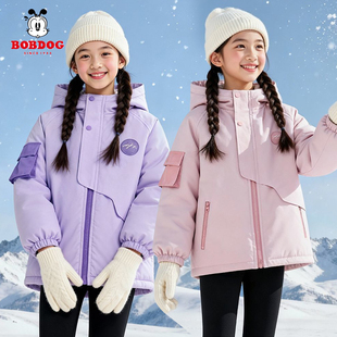 小女孩棉袄外套 儿童防水保暖棉衣冬装 巴布豆女童棉服冬款 2025新款