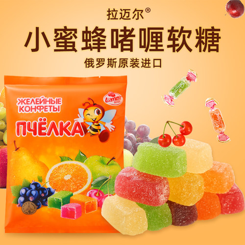 俄罗斯进口小蜜蜂水果味啫喱软糖樱桃柠檬橙子混合橙子糖果零食 - 封面