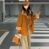 NN家秋冬加厚女双面穿羊羔毛麂皮绒仿皮毛一体环保皮草外套2708