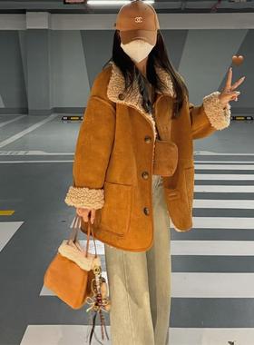 NN家秋冬加厚女双面穿羊羔毛麂皮绒仿皮毛一体环保皮草外套2708