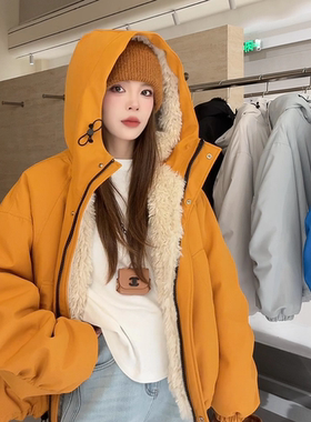 NN家秋冬加厚女连帽冲锋衣设计拼仿羊羔毛环保皮草外套2887