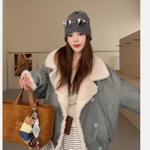 NN家秋冬加厚女双面穿设计立领机车服仿羊羔毛绒派克服外套917