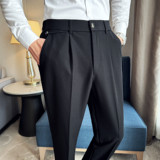 2025秋季新款裤子高级感松紧腰直筒裤身休闲西裤A311-DK9996-P75，男装西裤，电商A311