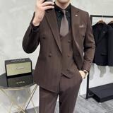 灰墙景2025春季新款西服套装男三件套正装英伦商务SJT9997-P285，男装西服，电商A311