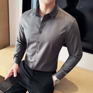 2025秋季新款无痕暗条纹长袖衬衫男休闲A311-CS3083-P68图片