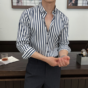 2025春季新款男士长袖衬衫商务寸衫条纹衬衫A311-CSX233-P38图片