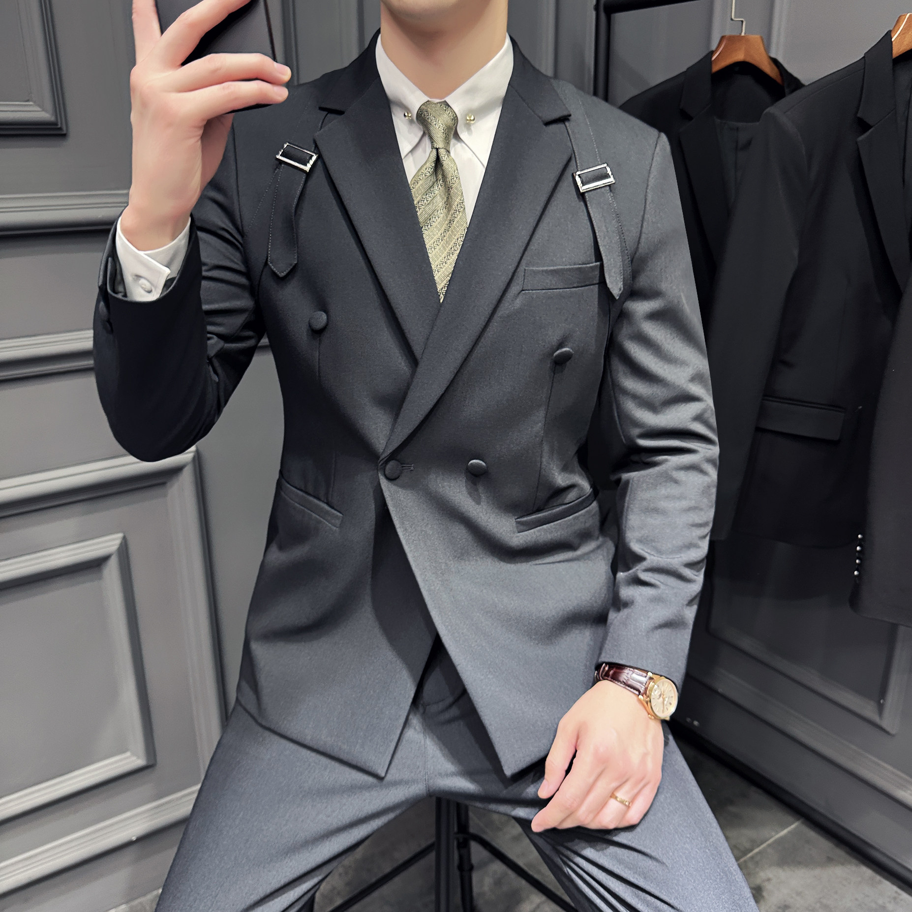 24秋季新款男套装休闲正装工作西服两件套新郎礼服LJT9996-P230,男装西服,电商A311