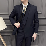 木框景2026春季西服套装纯色围巾领休闲西服A311-SJT9021-P290，男装西服套装，电商A311