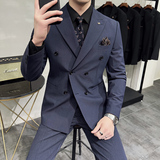 灰墙景2025春季条纹西服套装男士商务两件套LJT9003-P235，男装休闲套装，电商A311